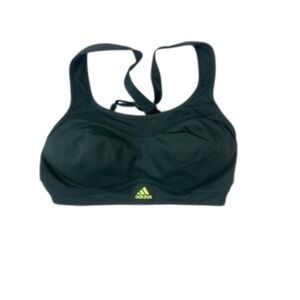 adidas High Support Sports Bra Green Black‎ Neon 3-Stripe XS